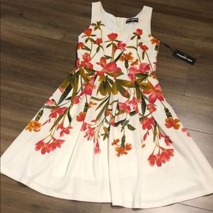 Karl Lagerfeld Paris Floral Pleated Dress